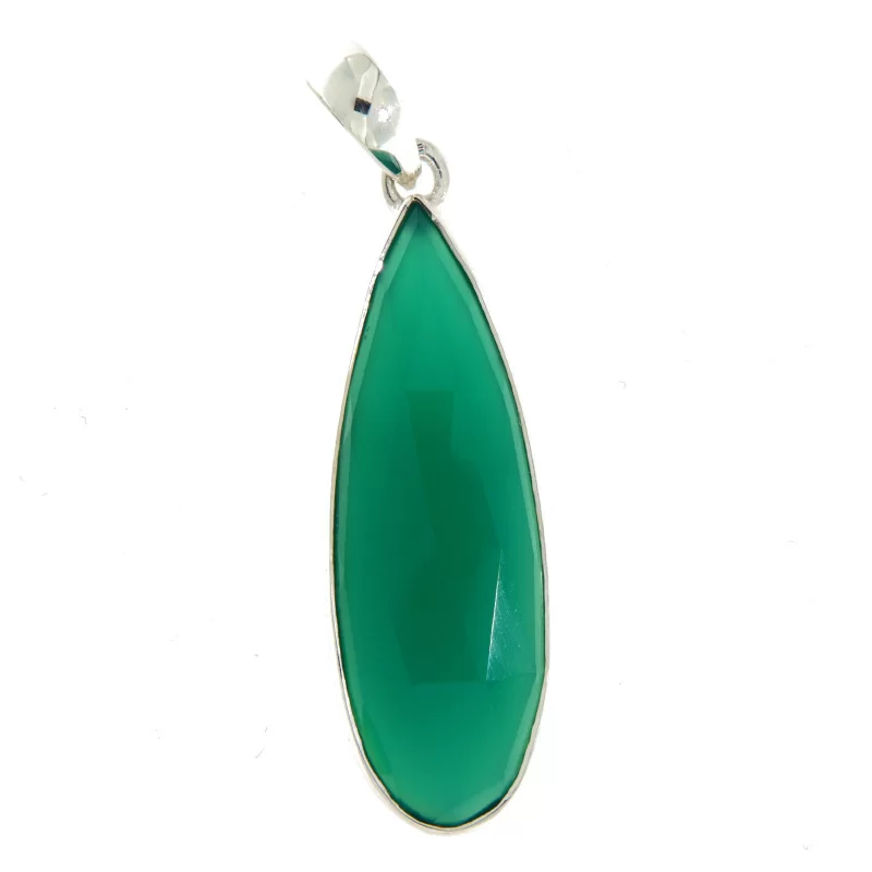 Pandant Argint 925 Onix verde Natural - Stabilitate și Echilibru