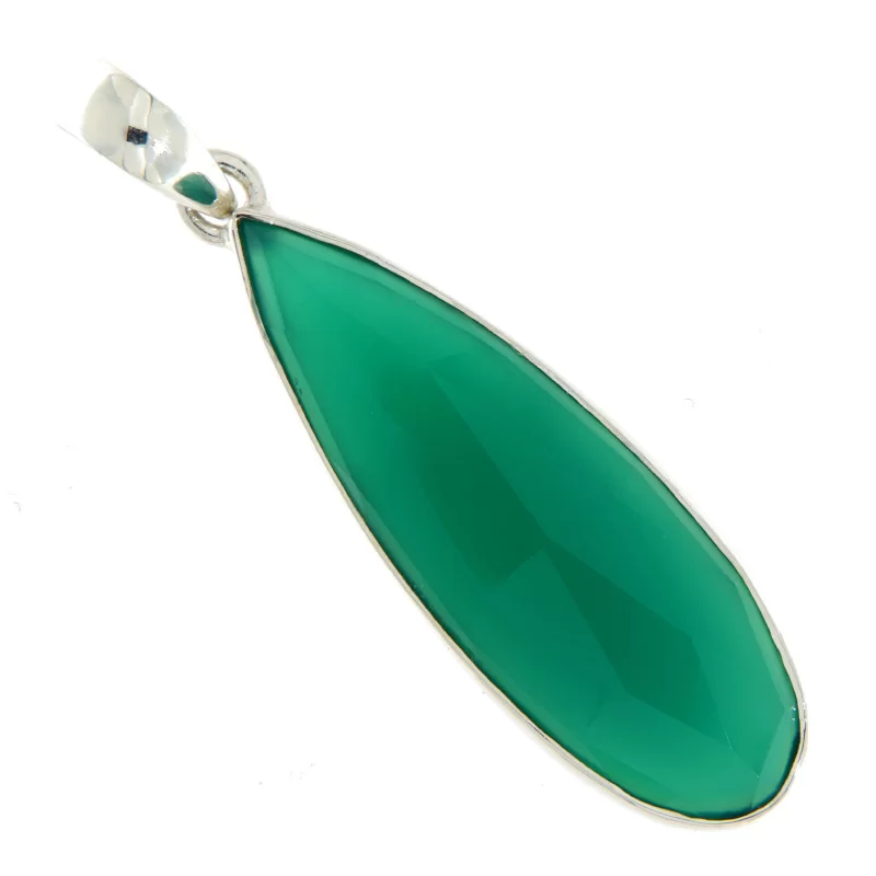 Pandant Argint 925 Onix verde Natural - Stabilitate și Echilibru