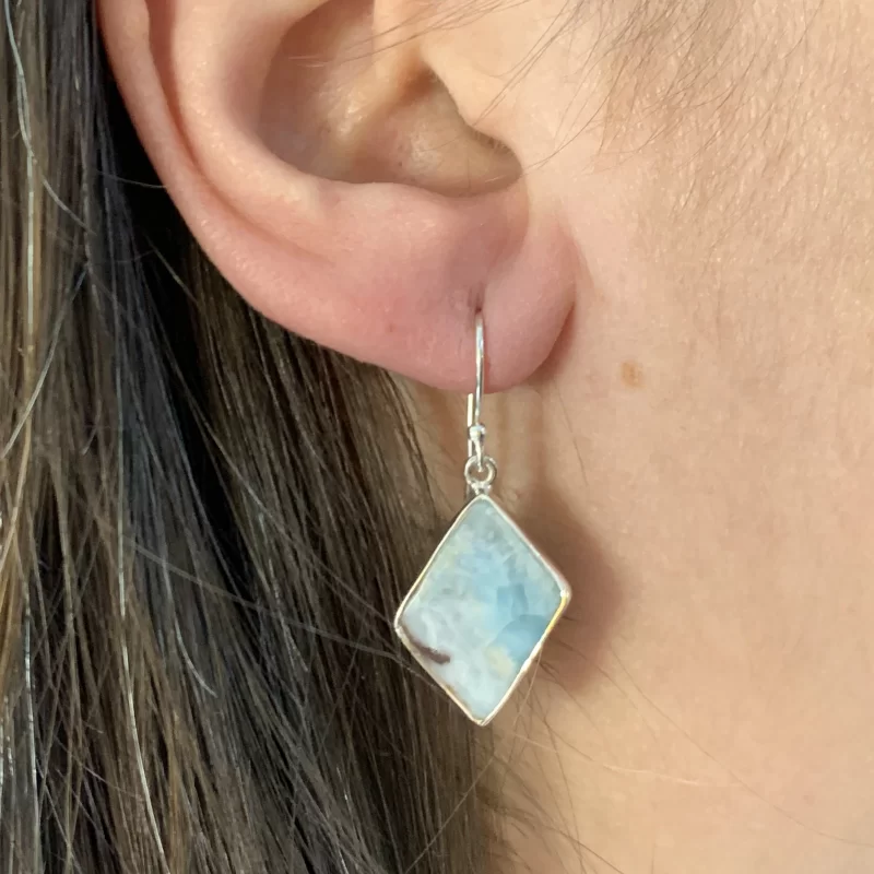 Cercei Argint 925 Larimar Natural - Eleganta si Calm Tropical