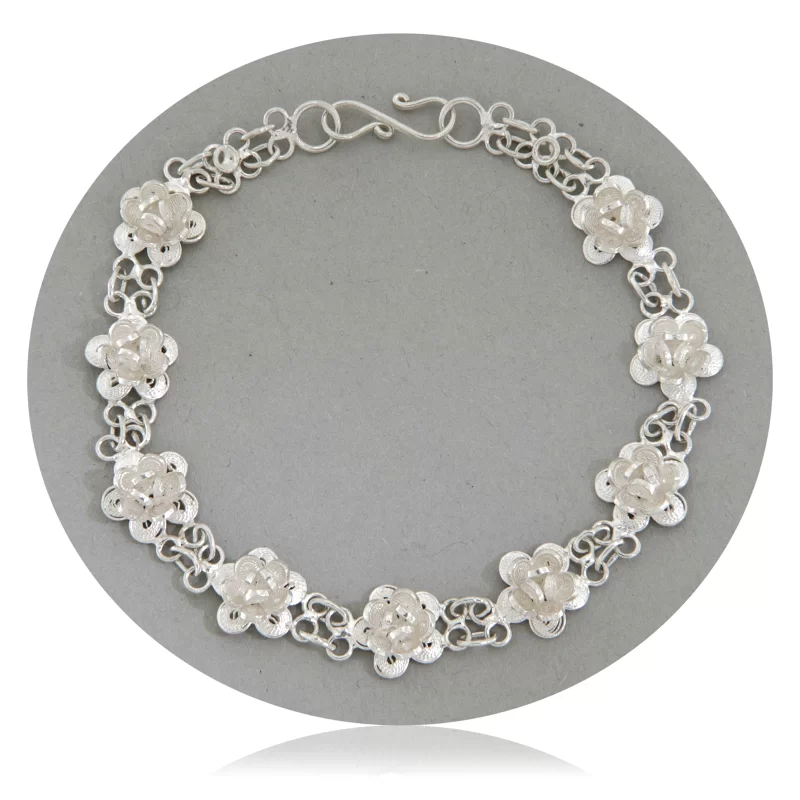 Bratara Argint 925 Filigran Floare - Eleganta si Delicatete