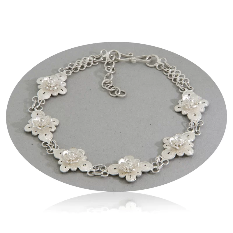 Bratara Argint 925 Filigran Elemente Florale - Dantelata si Fina
