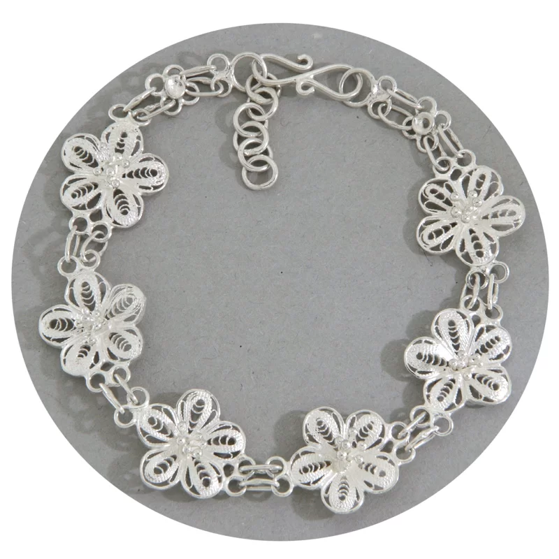 Bratara Argint 925 Filigran Elemente Florale - Eleganta si Delicata