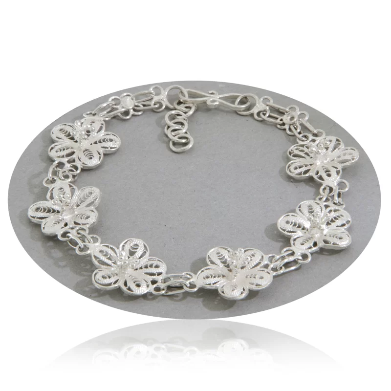 Bratara Argint 925 Filigran Elemente Florale - Eleganta si Delicata