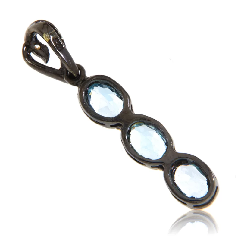 Pandant din Argint 925 Rodiu negru Accente aurite Topaz Natural - Eleganta si Stralucire
