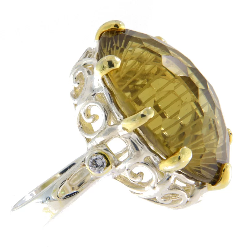 Inel Argint 925 Accente aurite Cuart Lemon Natural - Stil si Stralucire