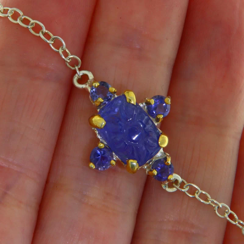 Bratara Argint 925  Accente aurite Tanzanit Natural - Rafinament si Delicatete