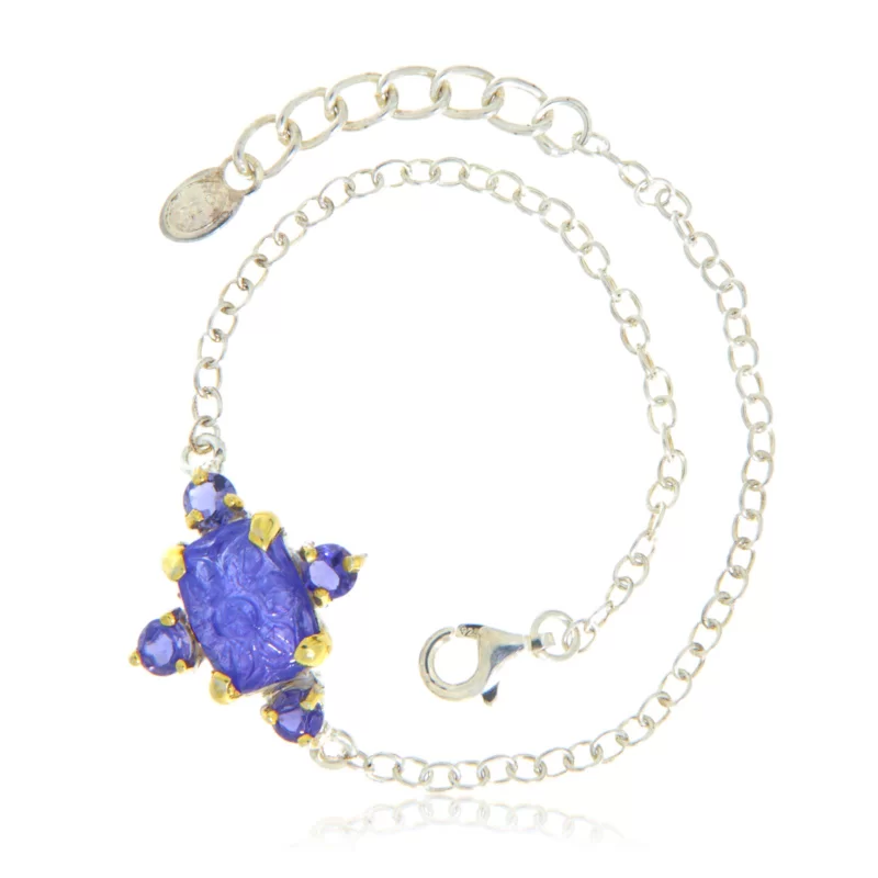 Bratara Argint 925  Accente aurite Tanzanit Natural - Rafinament si Delicatete