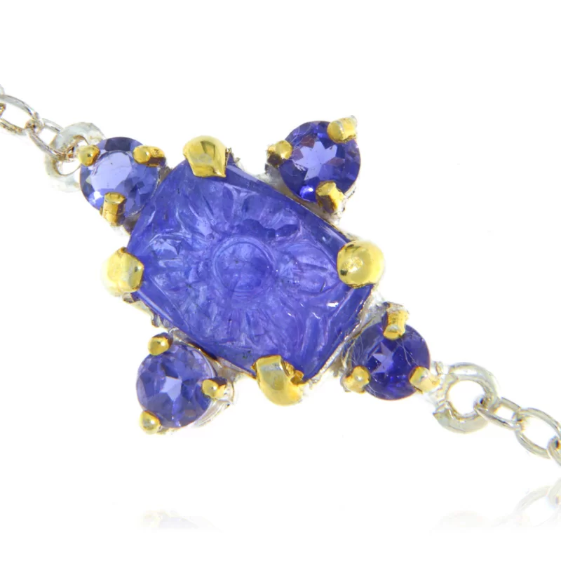 Bratara Argint 925  Accente aurite Tanzanit Natural - Rafinament si Delicatete