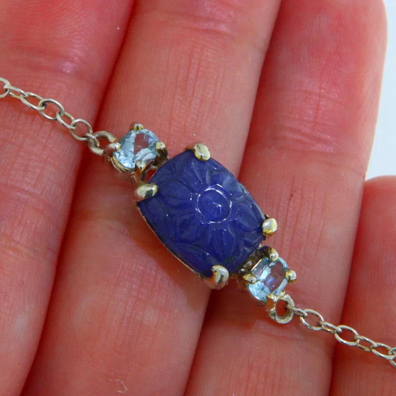 Bratara Argint 925  Tanzanit Topaz Naturale - Eleganta si Stralucire