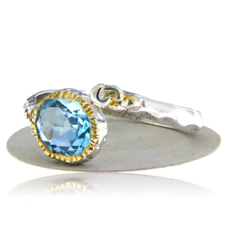 Inel Argint 925 Accente aurite Topaz Natural -