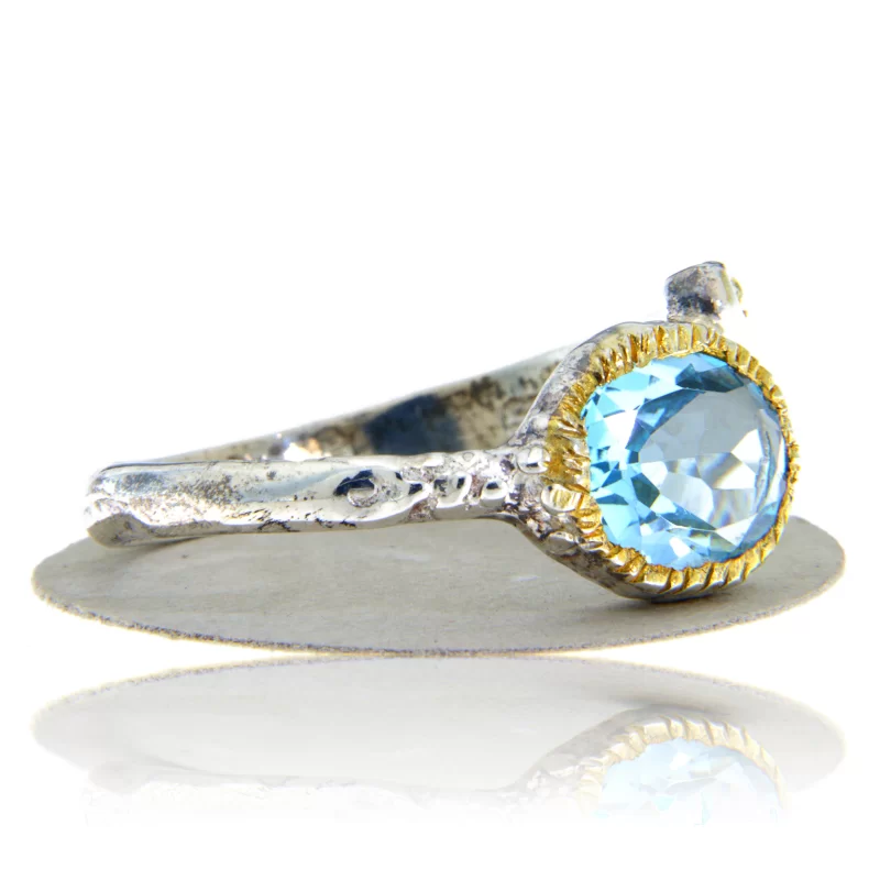Inel Argint 925 Accente aurite Topaz Natural -
