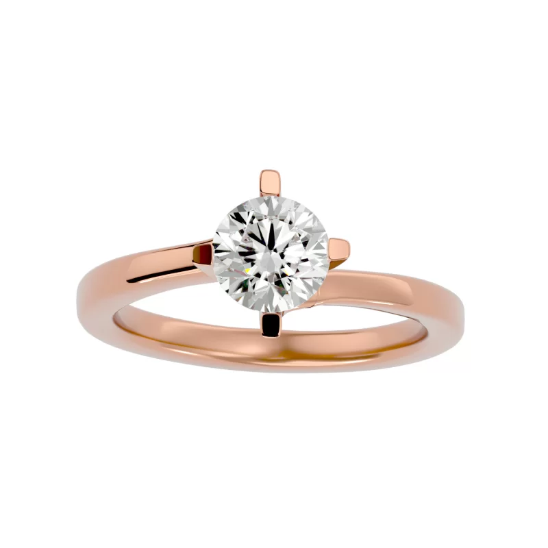 Inel de Logodna Delicate Briliant Rose Aur 18k Diamante Naturale - Emily
