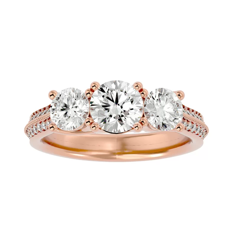 Inel de Logodna Trilogy Aur Roz 18k Diamante Naturale - Simone