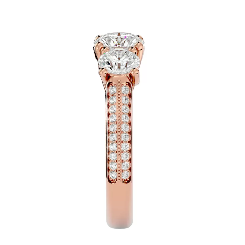 Inel de Logodna Trilogy Aur Roz 18k Diamante Naturale - Simone