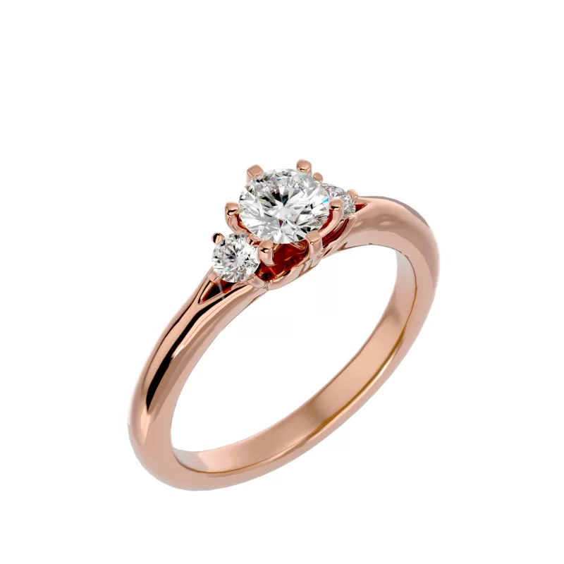 Inel de Logodna Tri-stone Aur Roz 18k Diamante Naturale - Chloe