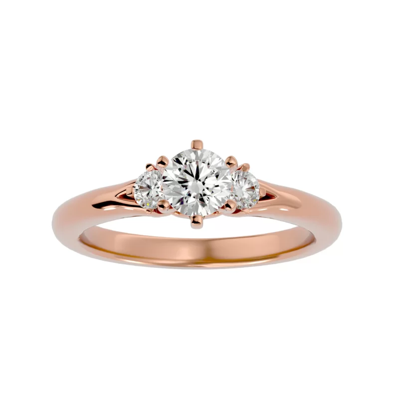 Inel de Logodna Tri-stone Aur Roz 18k Diamante Naturale - Chloe
