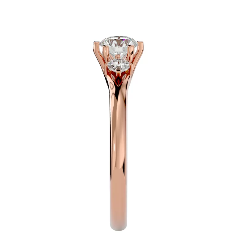 Inel de Logodna Tri-stone Aur Roz 18k Diamante Naturale - Chloe