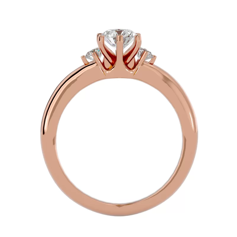 Inel de Logodna Tri-stone Aur Roz 18k Diamante Naturale - Chloe