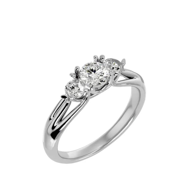 Inel de Logodna Tri-sparkle Aur Alb 18k Diamante Naturale - Grace