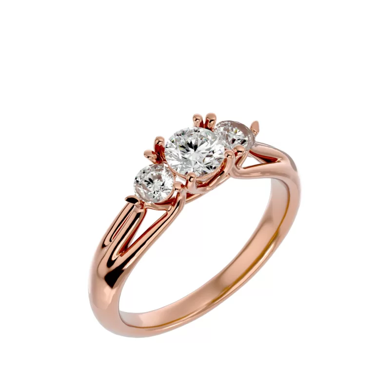 Inel de Logodna Trilogy Aur Roz 18k Diamante Naturale - Grace