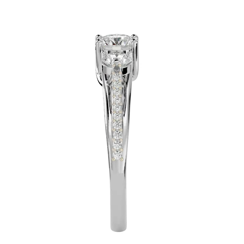 Inel de Logodna Triple-stone Aur Alb 18k Diamante Naturale - Colette