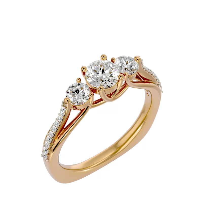 Inel de Logodna Tri-band Aur Galben 18k Diamante Naturale - Colette