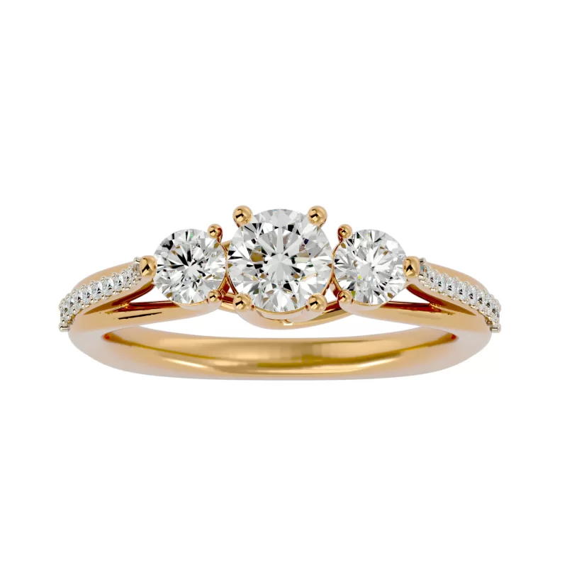 Inel de Logodna Tri-band Aur Galben 18k Diamante Naturale - Colette