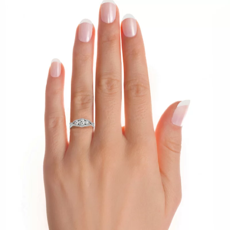 Inel de Logodna Trio-set Aur Alb 18k Diamante Naturale - Vanessa