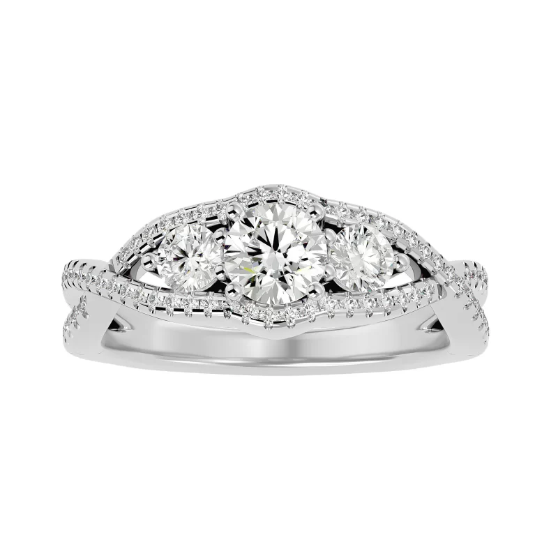 Inel de Logodna Trio-set Aur Alb 18k Diamante Naturale - Vanessa