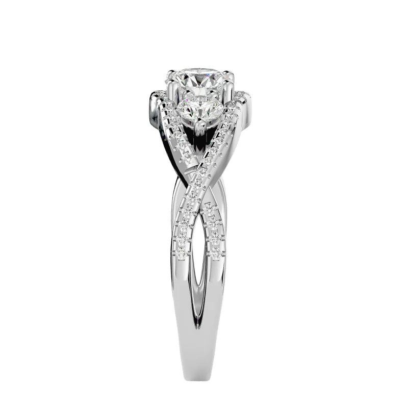 Inel de Logodna Trio-set Aur Alb 18k Diamante Naturale - Vanessa