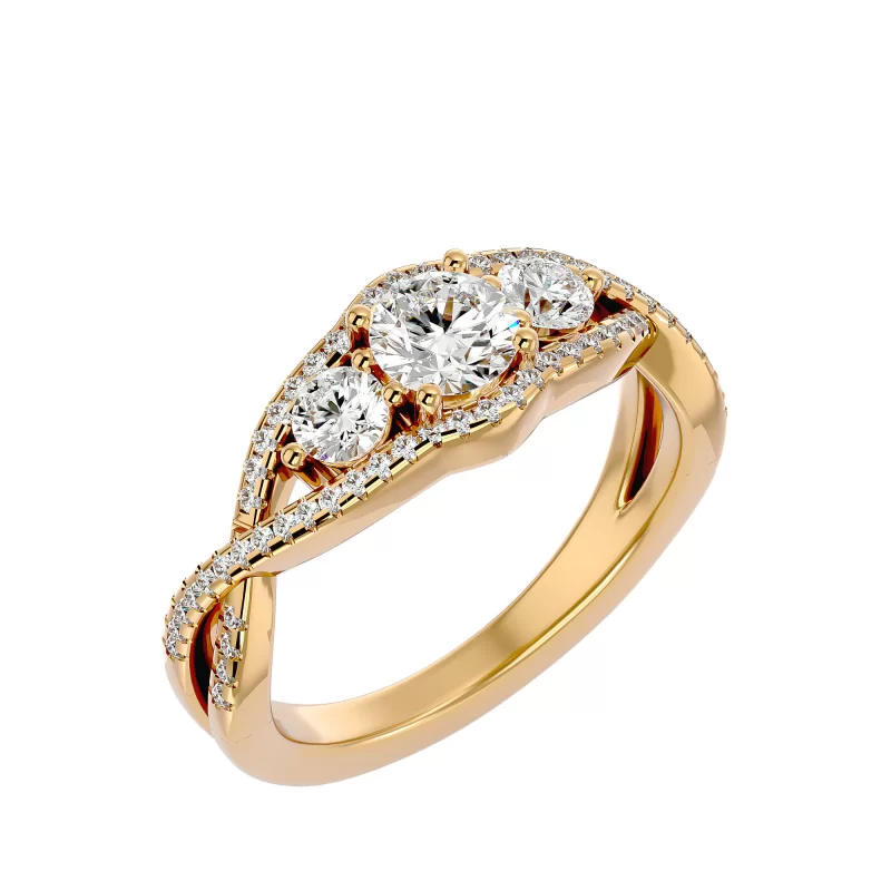 Inel de Logodna Triad Aur Galben 18k Diamante Naturale - Vanessa