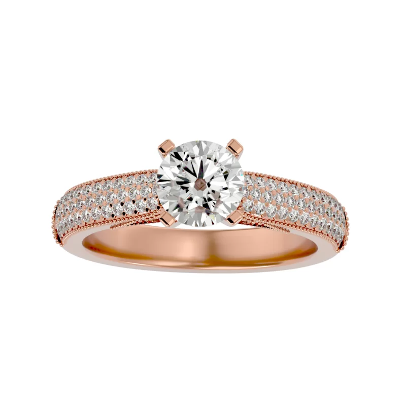 Inel de Logodna Deluxe Fancy Pave Aur Roz 18k Pure Diamonds - Miriam