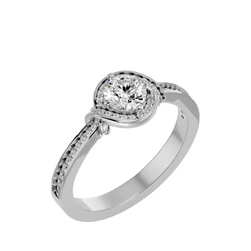 Inel de logodna Fancy Striking Halo Aur Alb 18k Diamante Naturale  - Cozette