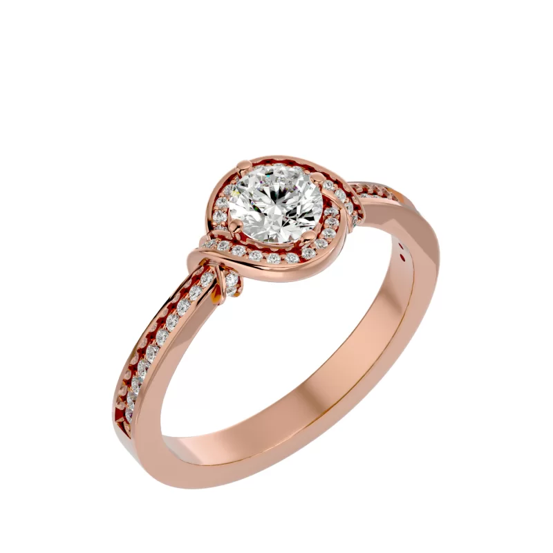 Inel de logodna Fancy Deluxe Halo Rose Aur 18k Genuine Diamonds  - Cozette