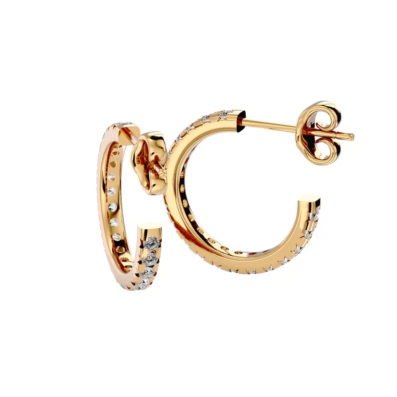 Cercei Aur Shimmering Hoop Aur 18k Real Diamonds - Lavinia