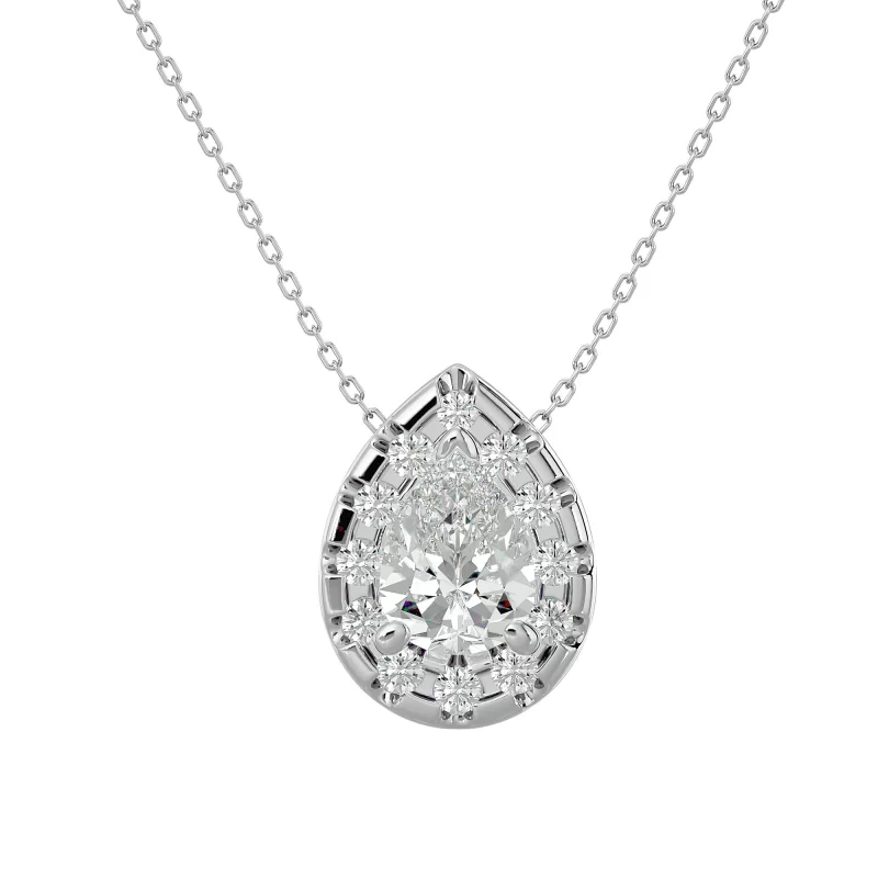 Pandantiv Aur 18k Graceful Halo Diamante Naturale - Wendy