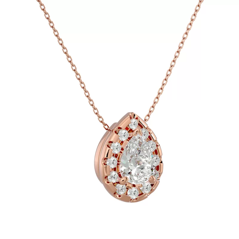 Pandantiv Aur 18k Graceful Halo Diamante Naturale - Wendy
