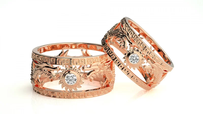 Verighete Couple Artistic Carved Aur 18k Pure Diamonds - Beijing