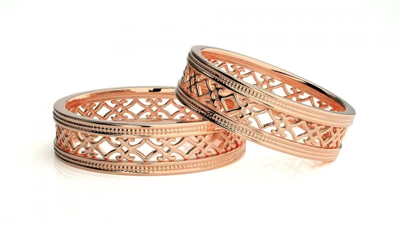 Verighete Cuplu Amazing Ornated Aur 18k - Alger