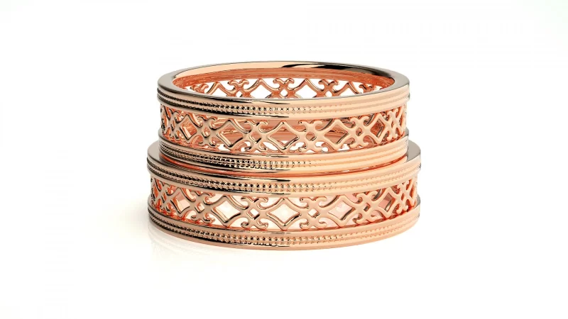 Verighete Cuplu Amazing Ornated Aur 18k - Alger