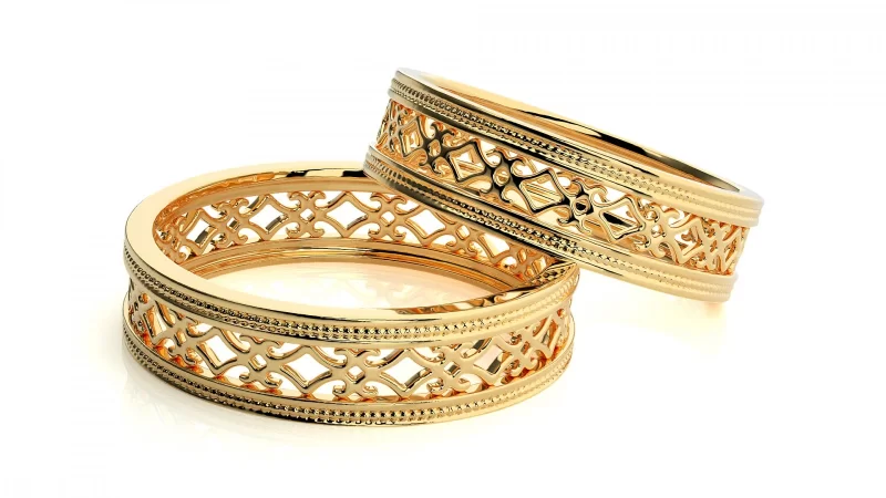 Verighete Cuplu Amazing Ornated Aur 18k - Alger
