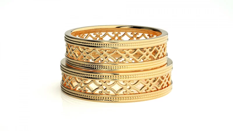 Verighete Cuplu Amazing Ornated Aur 18k - Alger