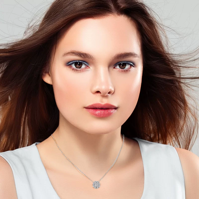 Pandantiv Aur 18k Exquisite Halo Genuine Diamonds - Hermina