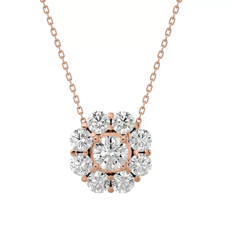 Pandantiv Aur 18k Exquisite Halo Genuine Diamonds - Hermina