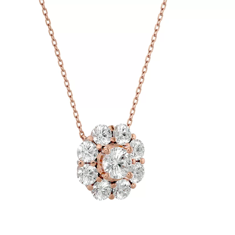 Pandantiv Aur 18k Exquisite Halo Genuine Diamonds - Hermina