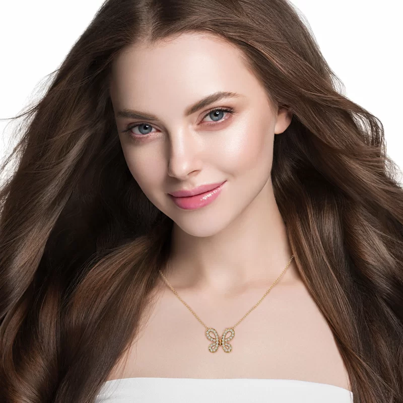 Pandantiv Aur 18k Breathtaking Butterfly-shaped Diamante Naturale - Flavia