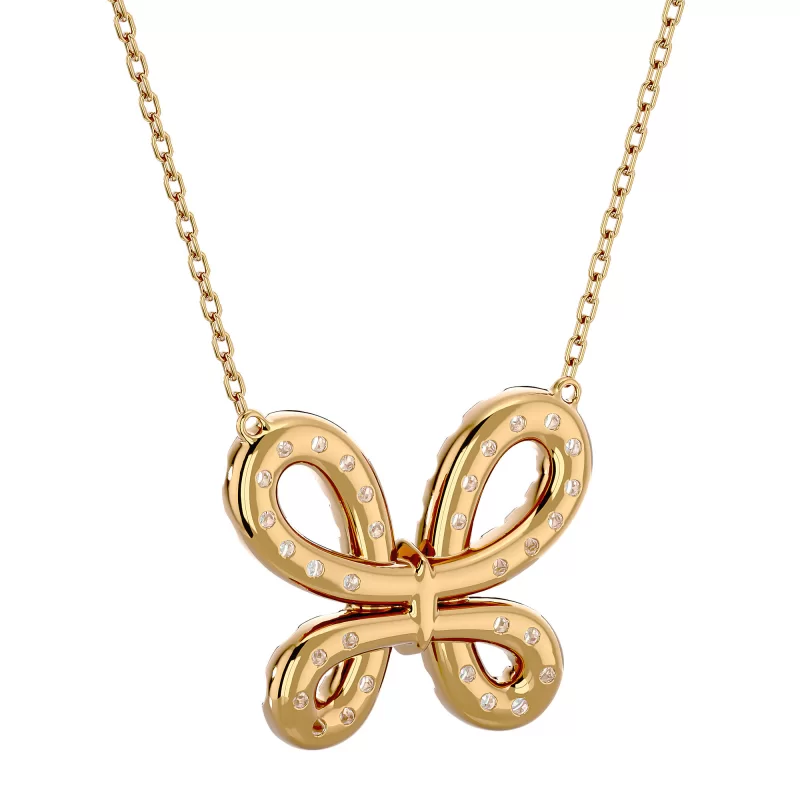 Pandantiv Aur 18k Breathtaking Butterfly-shaped Diamante Naturale - Flavia