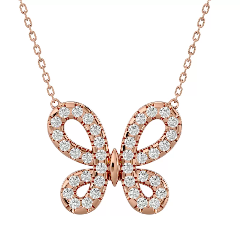 Pandantiv Aur 18k Breathtaking Butterfly-shaped Diamante Naturale - Flavia