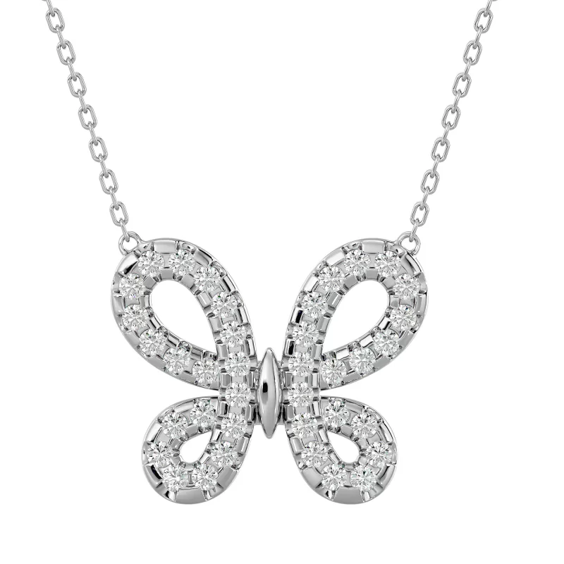 Pandantiv Aur 18k Breathtaking Butterfly-shaped Diamante Naturale - Flavia