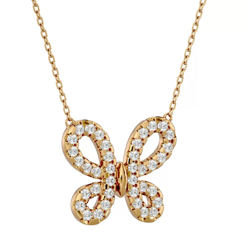 Pandantiv Aur 18k Breathtaking Butterfly-shaped Diamante Naturale - Flavia